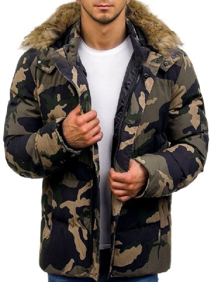 Casaco Masculino Com Camuflagem De Bolso Médio Com Zíper Casual