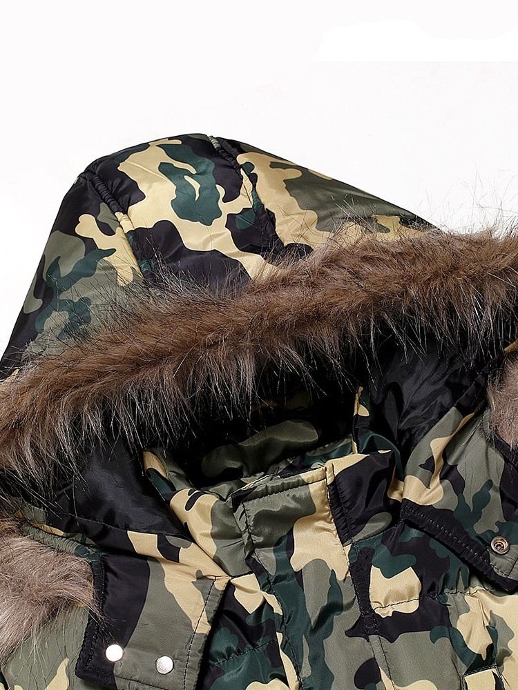 Casaco Masculino Com Camuflagem De Bolso Médio Com Zíper Casual