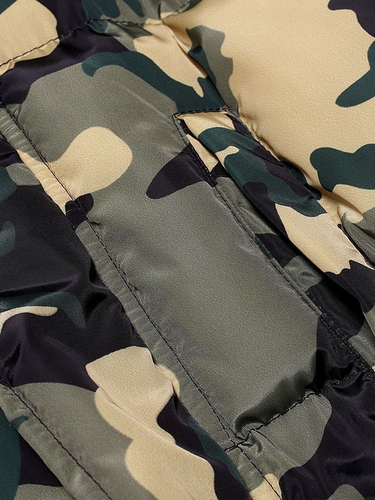 Casaco Masculino Com Camuflagem De Bolso Médio Com Zíper Casual