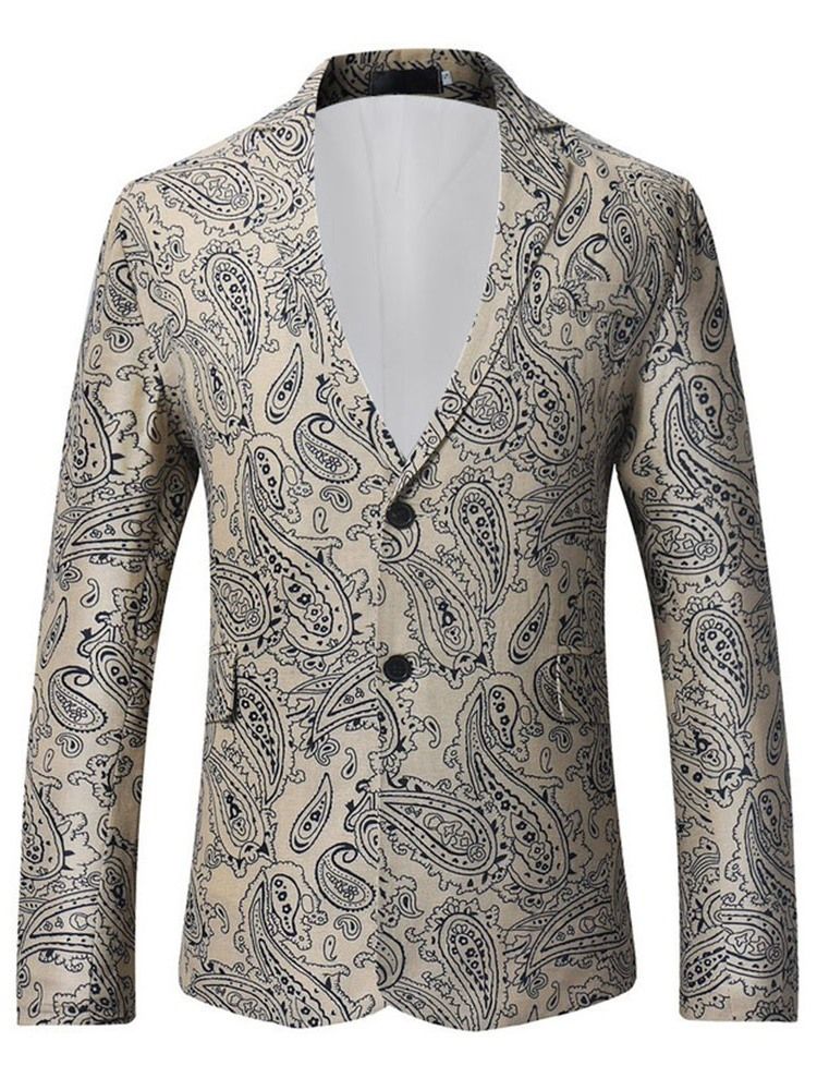 Eridress Estampado Lapela Entalhado Blazer Masculino Slim Vogue