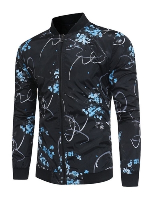 Estampa Floral Estampa Gola Masculina Jaqueta Primavera