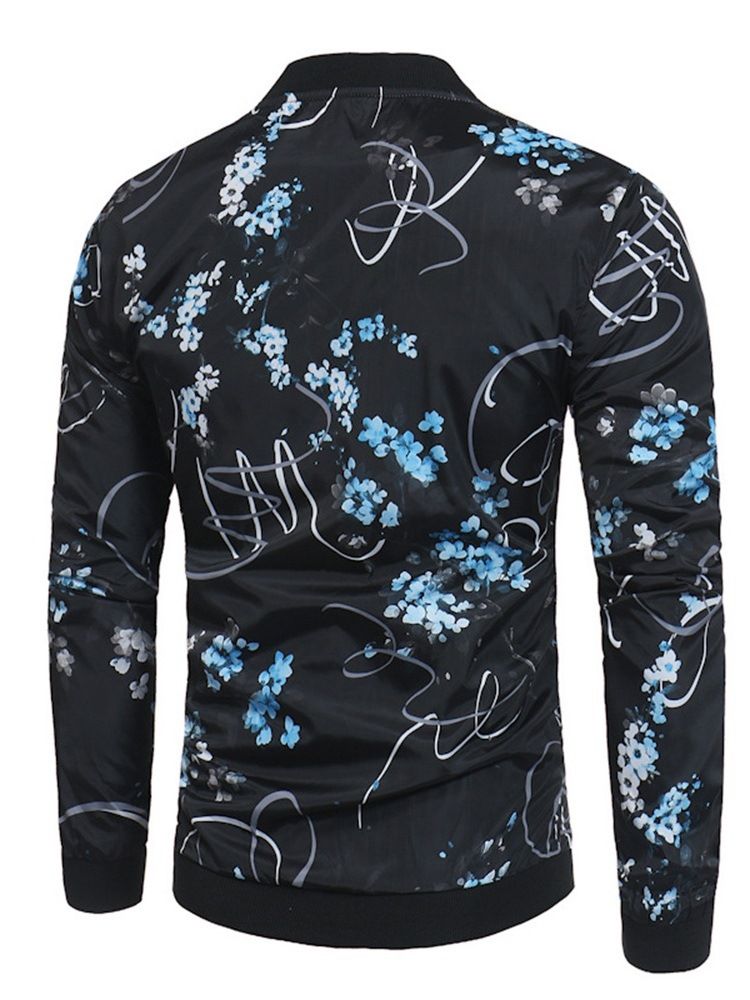 Estampa Floral Estampa Gola Masculina Jaqueta Primavera