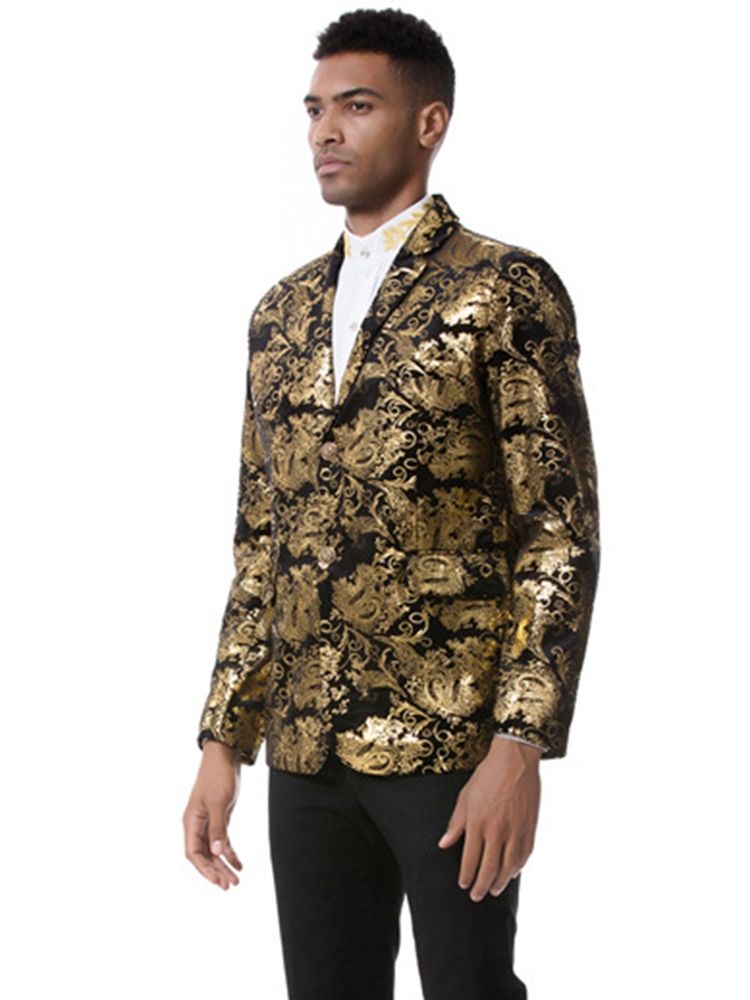 Estampa Floral Lapela Entalhada Vogue Slim Blazer Masculino