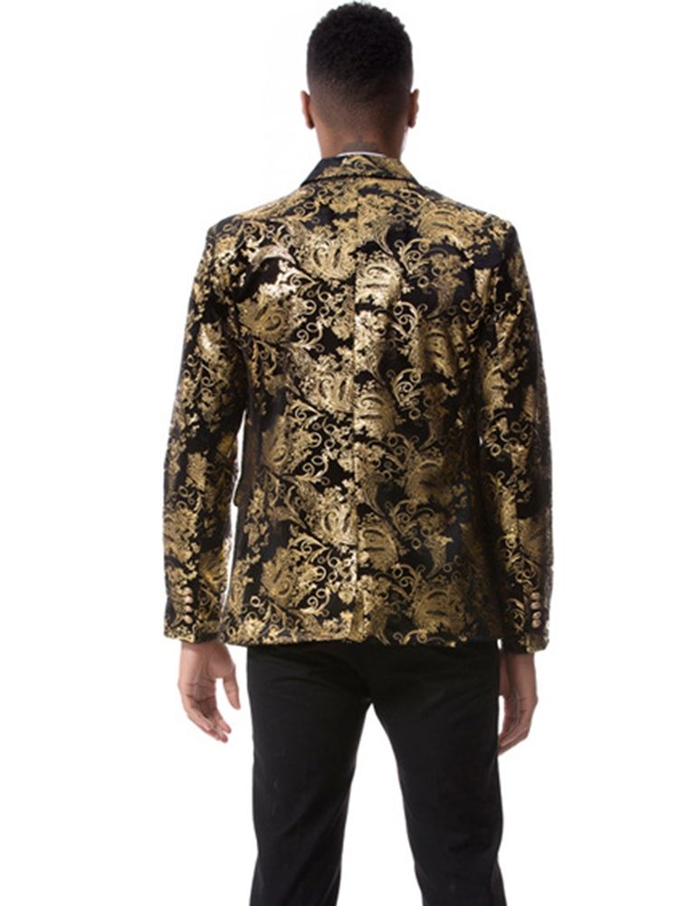 Estampa Floral Lapela Entalhada Vogue Slim Blazer Masculino