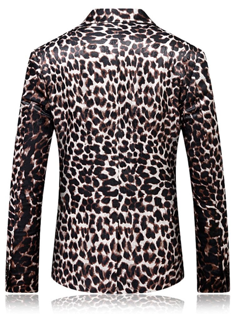 Jaqueta Blazer Leopardo De Um Botão Masculino Com Lapela Fina Fit