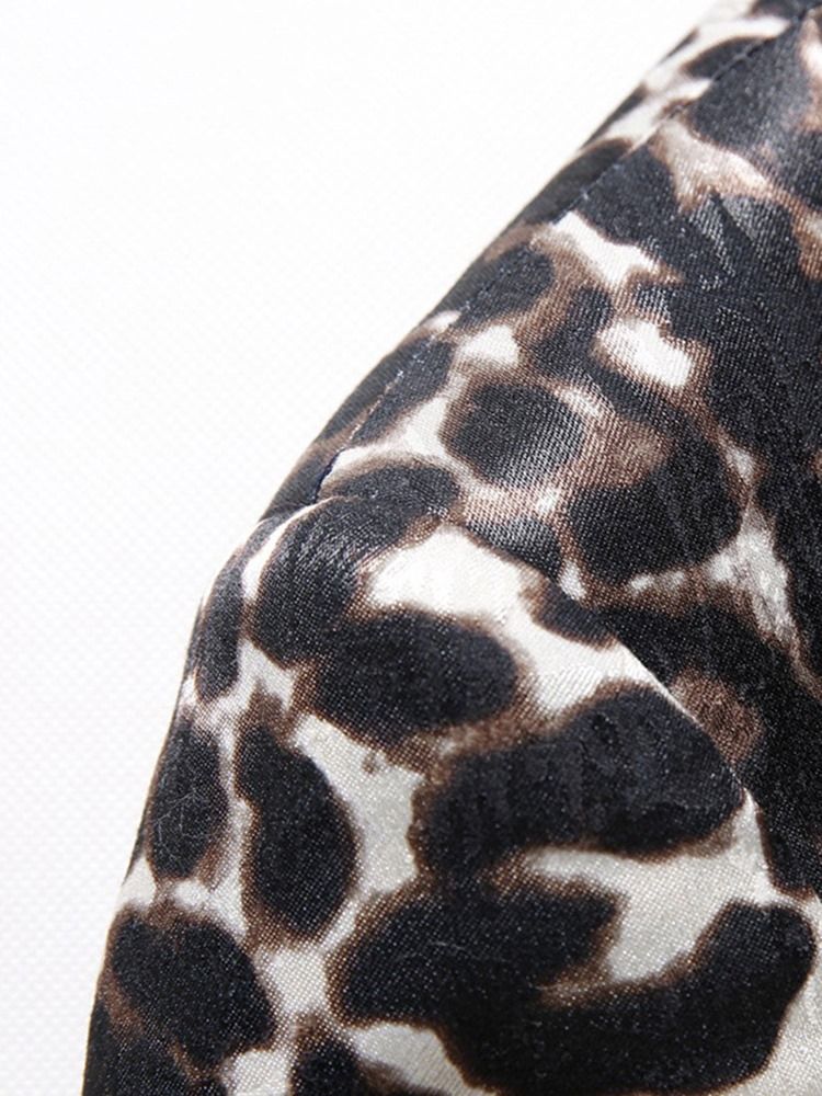 Jaqueta Blazer Leopardo De Um Botão Masculino Com Lapela Fina Fit