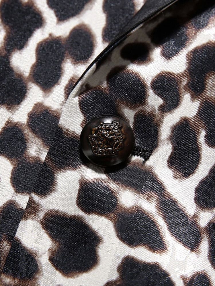 Jaqueta Blazer Leopardo De Um Botão Masculino Com Lapela Fina Fit