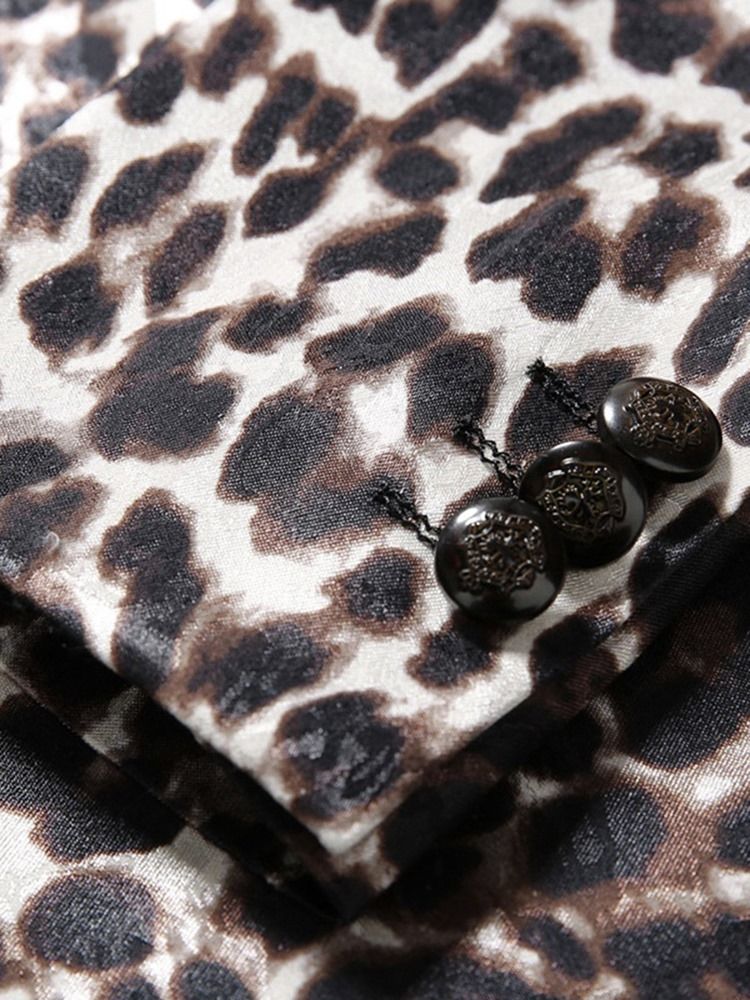 Jaqueta Blazer Leopardo De Um Botão Masculino Com Lapela Fina Fit