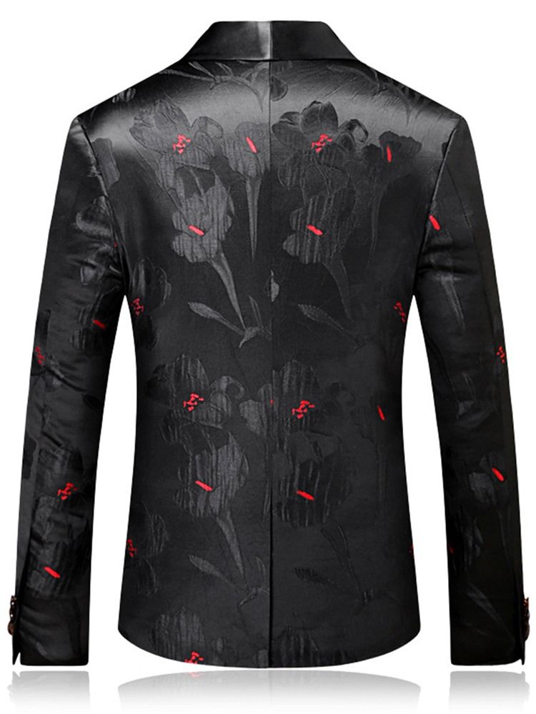 Jaqueta Blazer Masculino Floral De Lapela Com Entalhe Fino