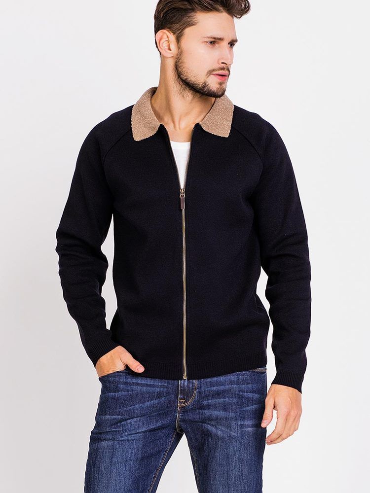 Jaqueta Masculina Knit Patchwork Zip Vogue