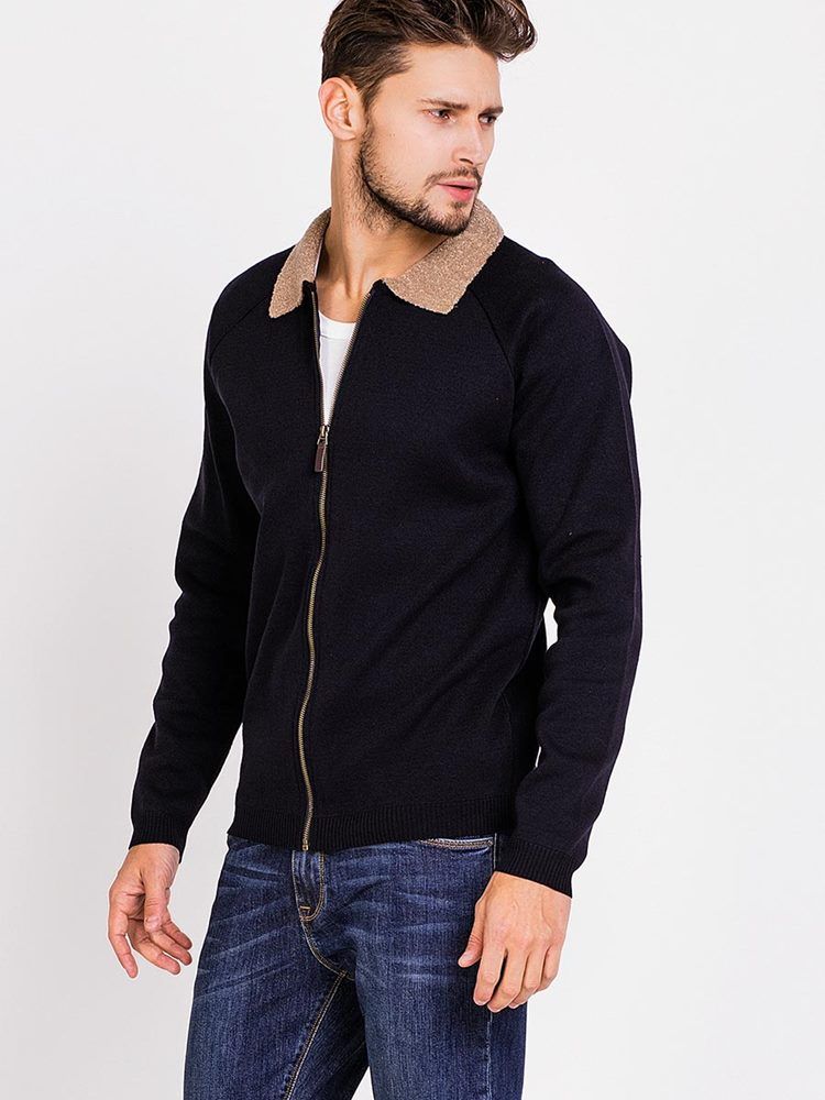 Jaqueta Masculina Knit Patchwork Zip Vogue