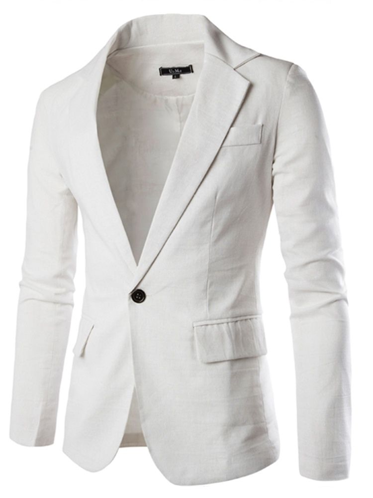 Lapela Com Entalhe De Cor Sólida Blazer Masculino Fino