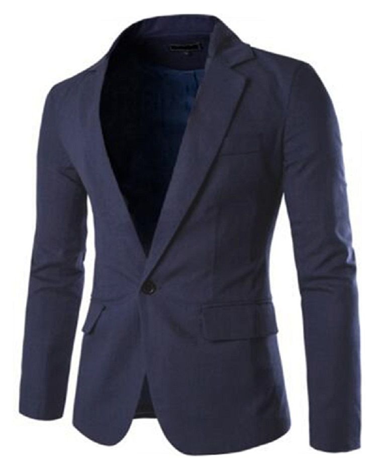 Lapela Com Entalhe De Cor Sólida Blazer Masculino Fino