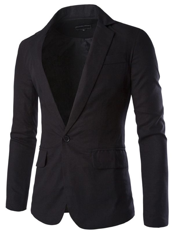 Lapela Com Entalhe De Cor Sólida Blazer Masculino Fino