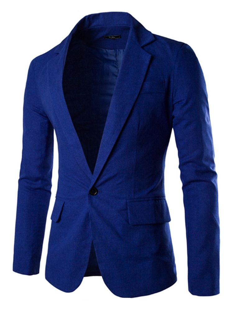 Lapela Com Entalhe De Cor Sólida Blazer Masculino Fino