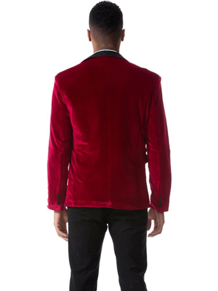 Lapela Lisa De Veludo Entalhado Lapela De Peito Único Vogue Slim Blazer Masculino