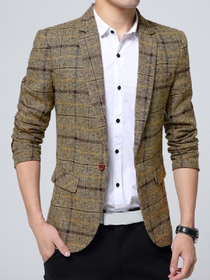 Lapela Xadrez De Um Botão Vogue Slim Blazer Masculino