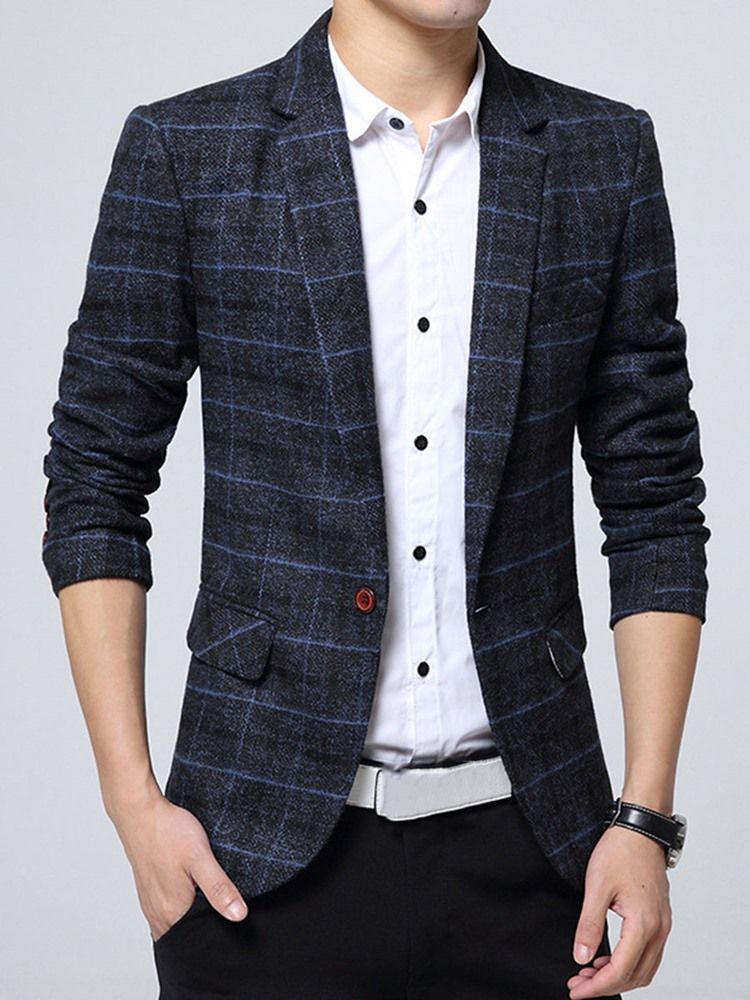 Lapela Xadrez De Um Botão Vogue Slim Blazer Masculino