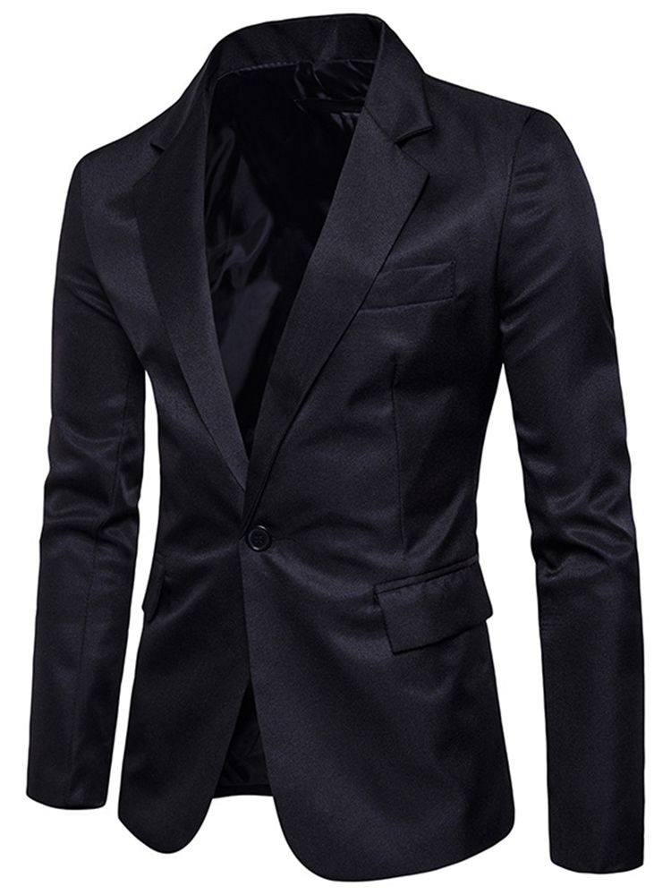 Roupas Masculinas Lapela Lisa Com Entalhe Fino Blazer Leve