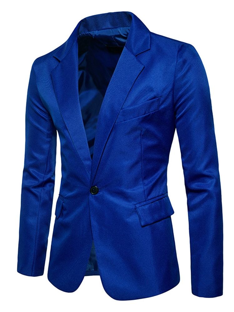 Roupas Masculinas Lapela Lisa Com Entalhe Fino Blazer Leve