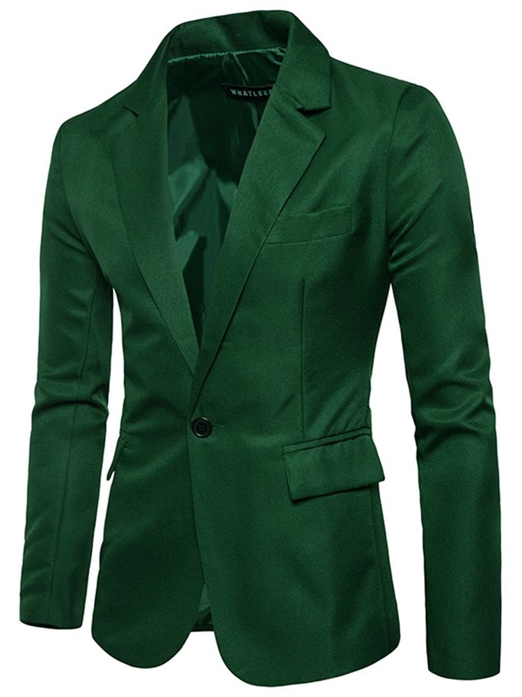 Roupas Masculinas Lapela Lisa Com Entalhe Fino Blazer Leve