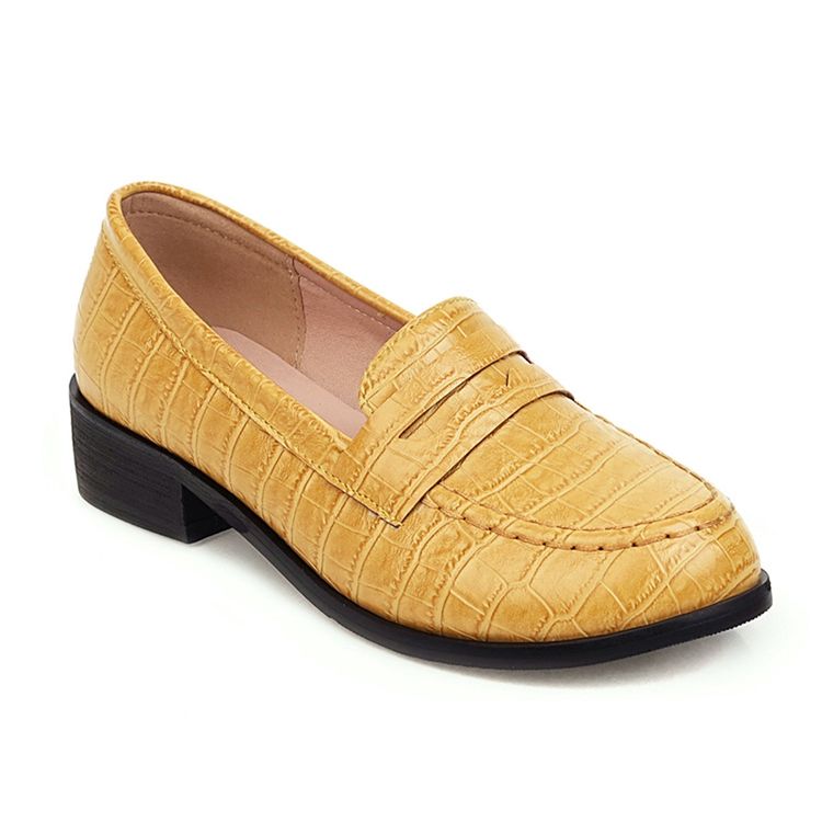 Calcanhar Bloco Feminino De Salto Redondo Slip-on Casual Fino