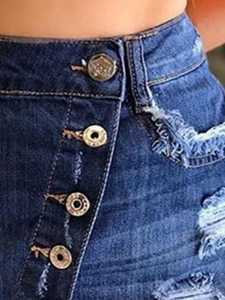 Saia Feminina Assimétrica Jeans Lisa De Cintura Alta