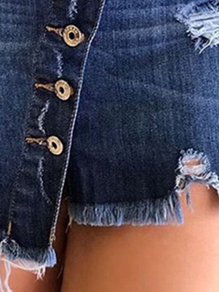 Saia Feminina Assimétrica Jeans Lisa De Cintura Alta