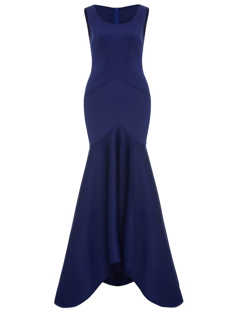 Vestido Eicdress Feminino Vestido Maxi Liso Azul Royal Com Zíper Nas Costas