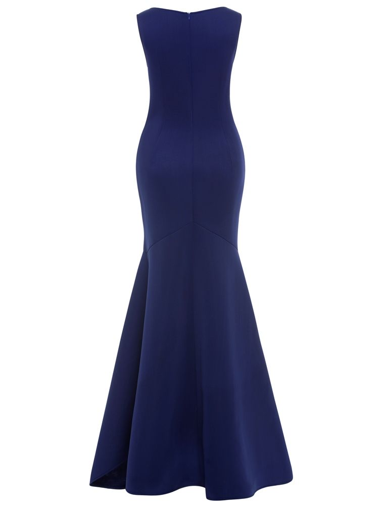 Vestido Eicdress Feminino Vestido Maxi Liso Azul Royal Com Zíper Nas Costas