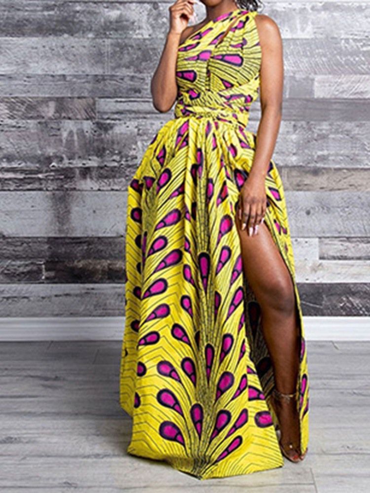 Vestido Feminino Africano Sem Encosto Até O Chão Com Decote Em V Com Decote Em A