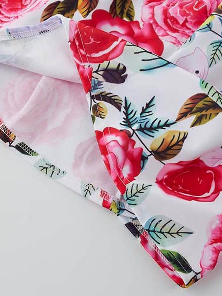 Vestido Feminino Com Estampa Floral Em Linha A Acima Do Joelho Com Decote Em V Único Vestido De Verão