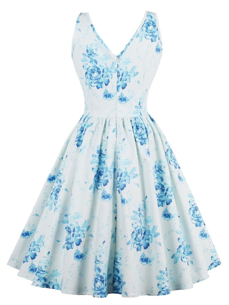 Vestido Feminino Com Estampa Floral Com Estampa Floral Em V