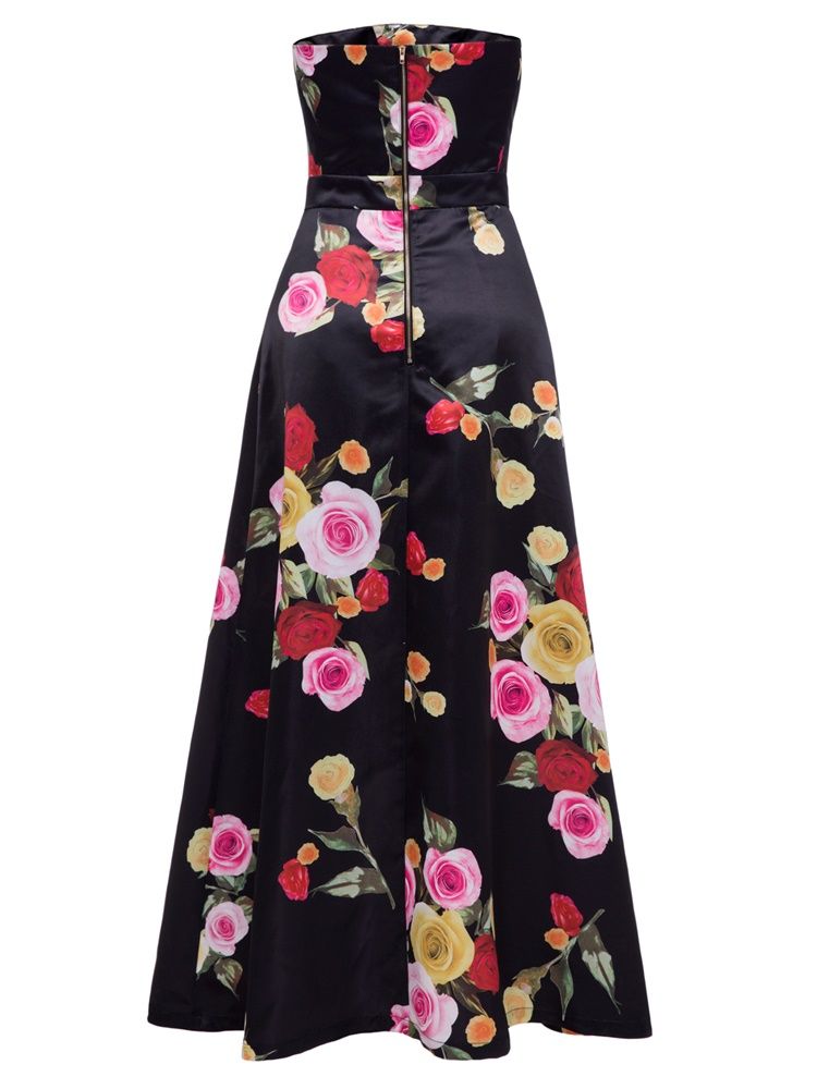 Vestido Feminino Estampado Feminino Com Alça Espaguete E Zíper