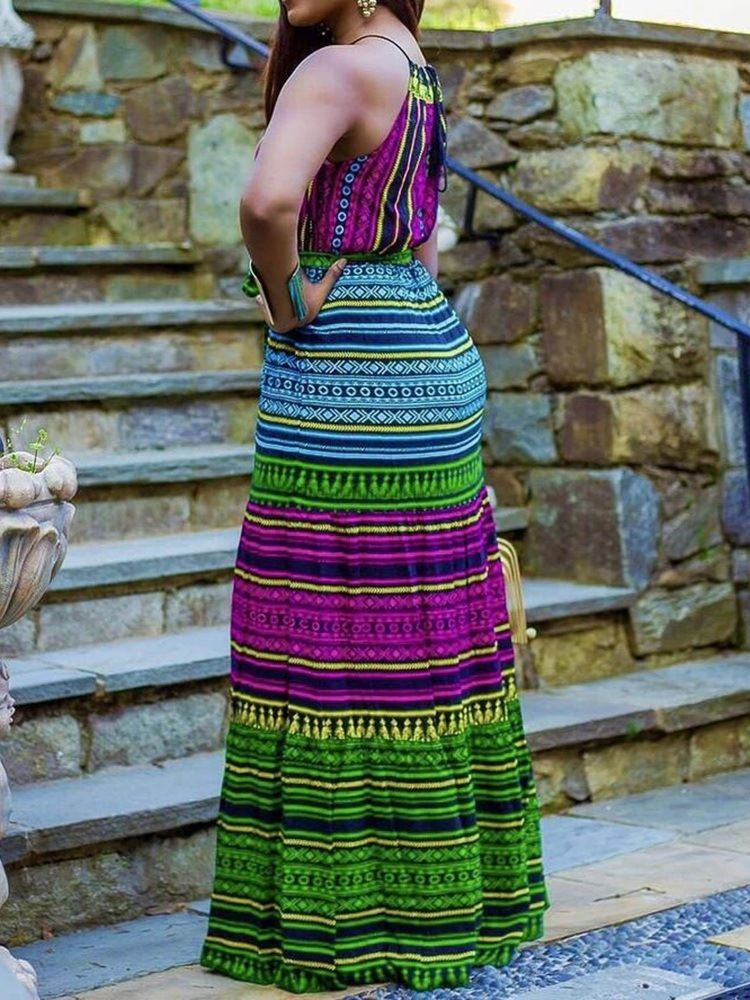 Vestido Feminino De Gola Redonda Até O Chão Com Rendas Para Viagem E Vestido Estilo Pulôver