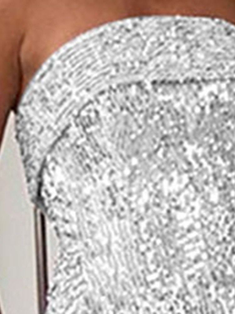 Vestido Feminino De Lantejoulas Coquetel Sem Mangas Sem Mangas Até O Chão Dividido