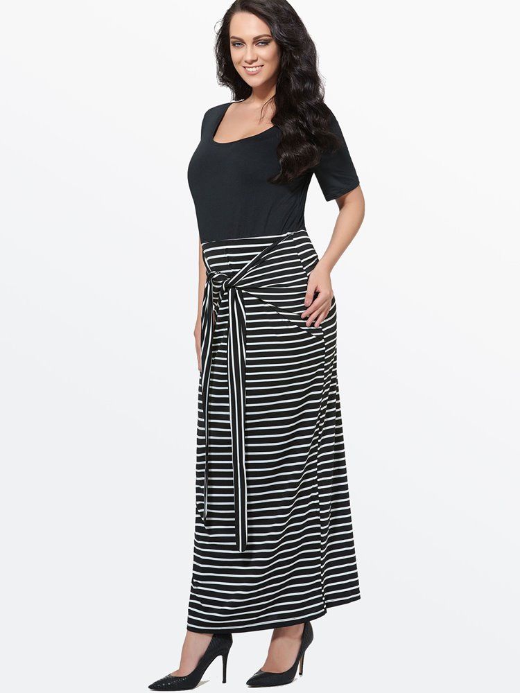 Vestido Maxi Feminino De Mangas Curtas Plus Size