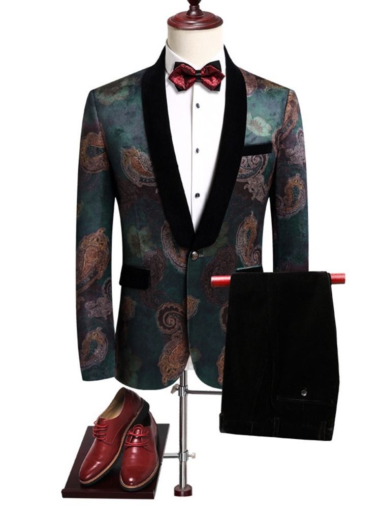 Blazer Com Estampa Floral De Um Botão Terno Masculino Casual Para Festa