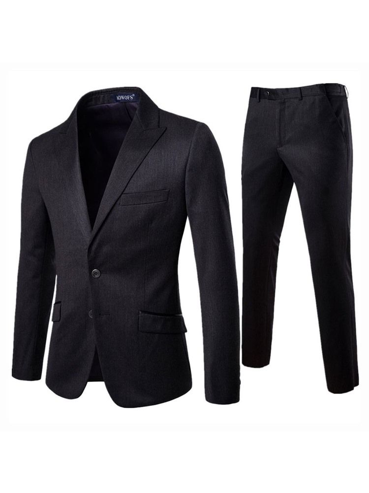 Blazer Liso De Peito Único Masculino 2 Peças Terno Terno