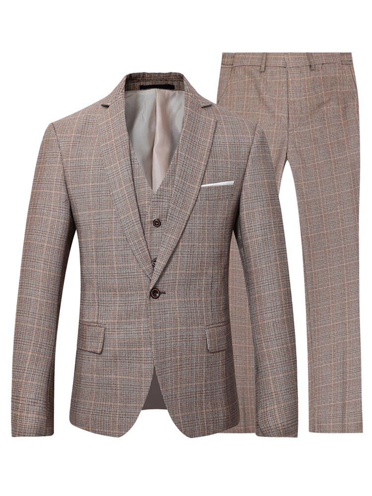 Blazer Terno Masculino Xadrez De Um Botão