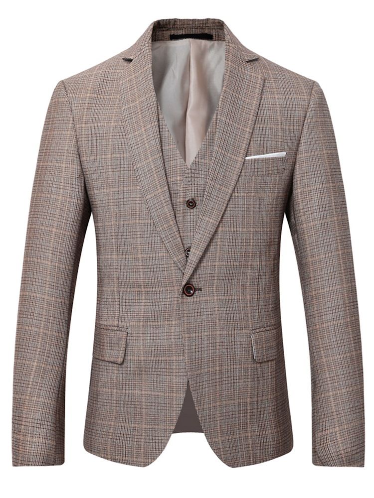 Blazer Terno Masculino Xadrez De Um Botão