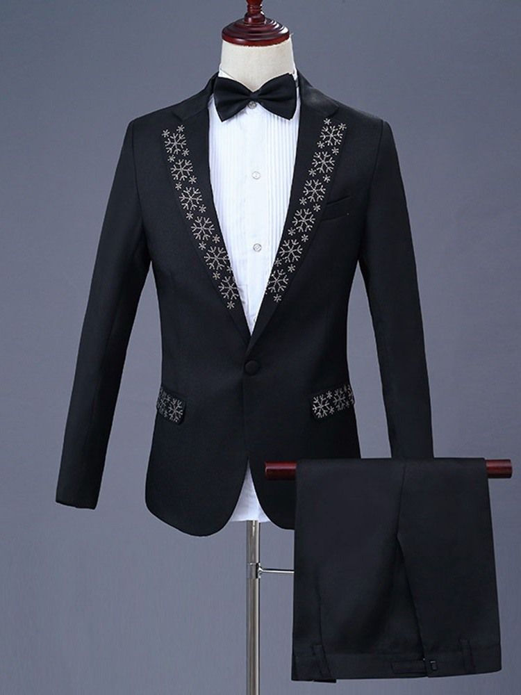 Calça Blazer De Diamante Com Um Botão Terno Masculino Para Festa