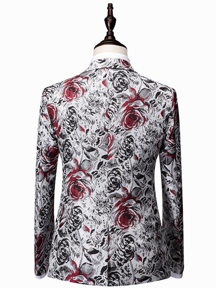 Calças Blazer Estampado Floral Homens Ternos Casual Bola