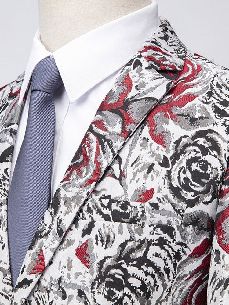 Calças Blazer Estampado Floral Homens Ternos Casual Bola