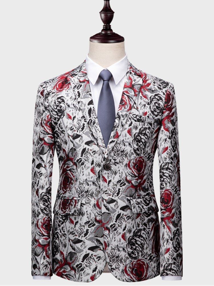 Calças Blazer Estampado Floral Homens Ternos Casual Bola