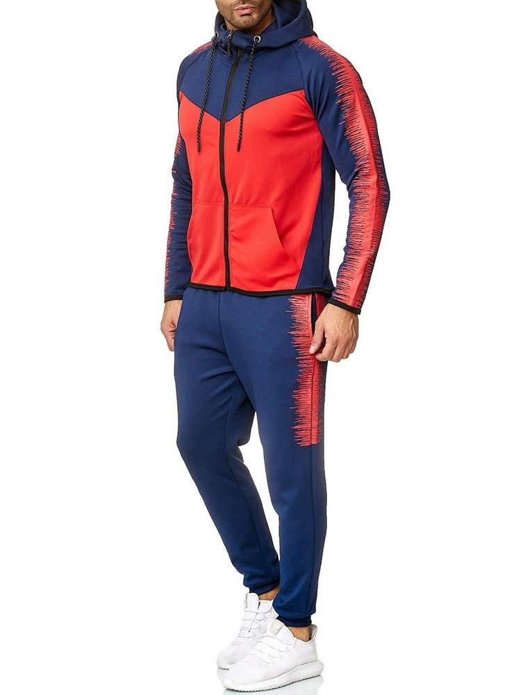 Hoodie Color Block Masculino Zipper Outfit