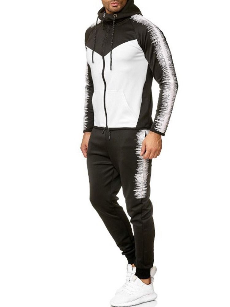 Hoodie Color Block Masculino Zipper Outfit