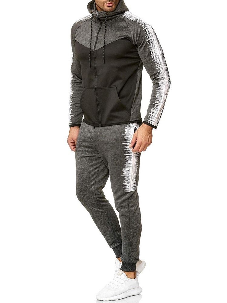 Hoodie Color Block Masculino Zipper Outfit