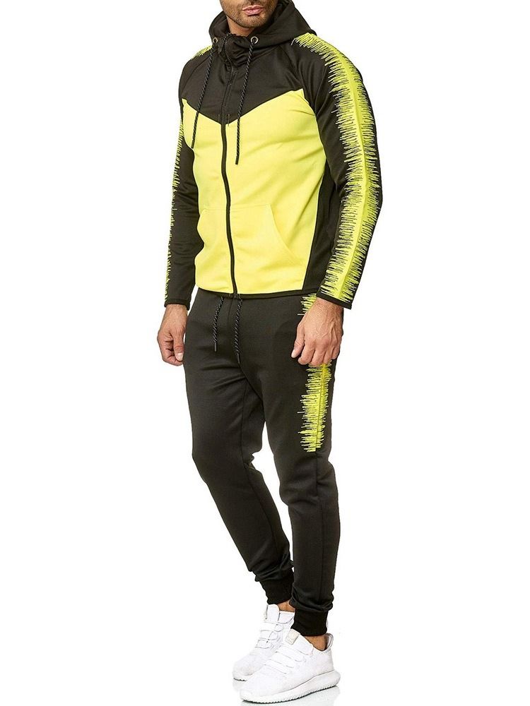 Hoodie Color Block Masculino Zipper Outfit