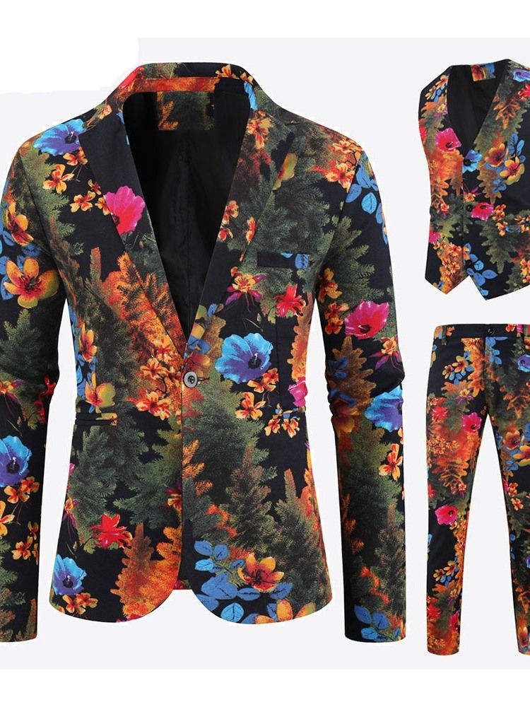 Terno Masculino Casual Floral De Um Botão